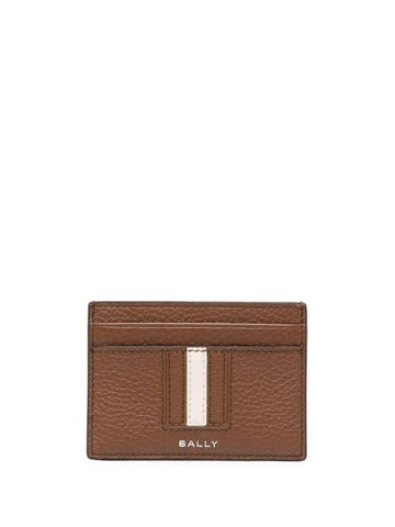 Striped Logo Leather Card Wallet Brown - BALLY - BALAAN 1