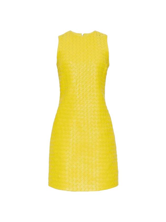 Intrecciato Leather Midi Dress Yellow - BOTTEGA VENETA - BALAAN 1