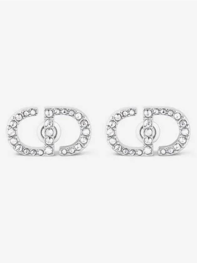 Petit CD Stud Crystal Earrings Silver - DIOR - BALAAN 3