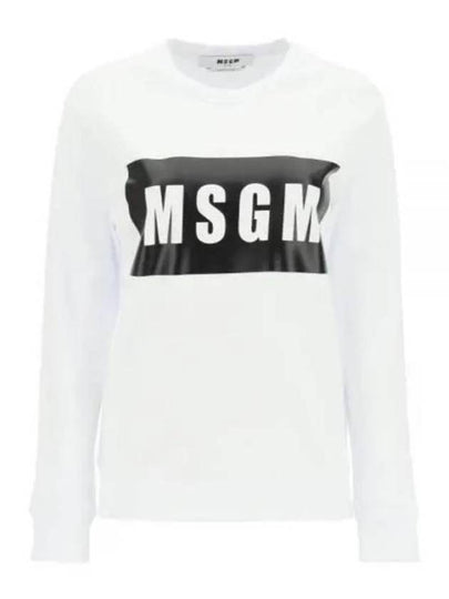 Box Logo Crew Neck Cotton Sweatshirt White - MSGM - BALAAN 2