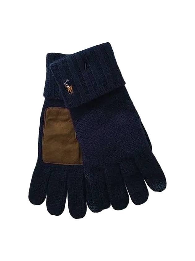 Signature Pony Merino Wool Touchscreen Gloves Navy - POLO RALPH LAUREN - BALAAN 1