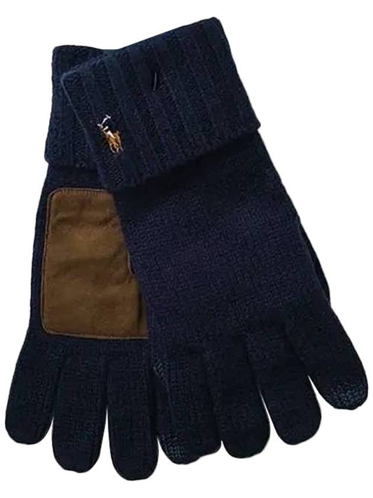 Signature Pony Merino Wool Touchscreen Gloves Navy - POLO RALPH LAUREN - BALAAN 1