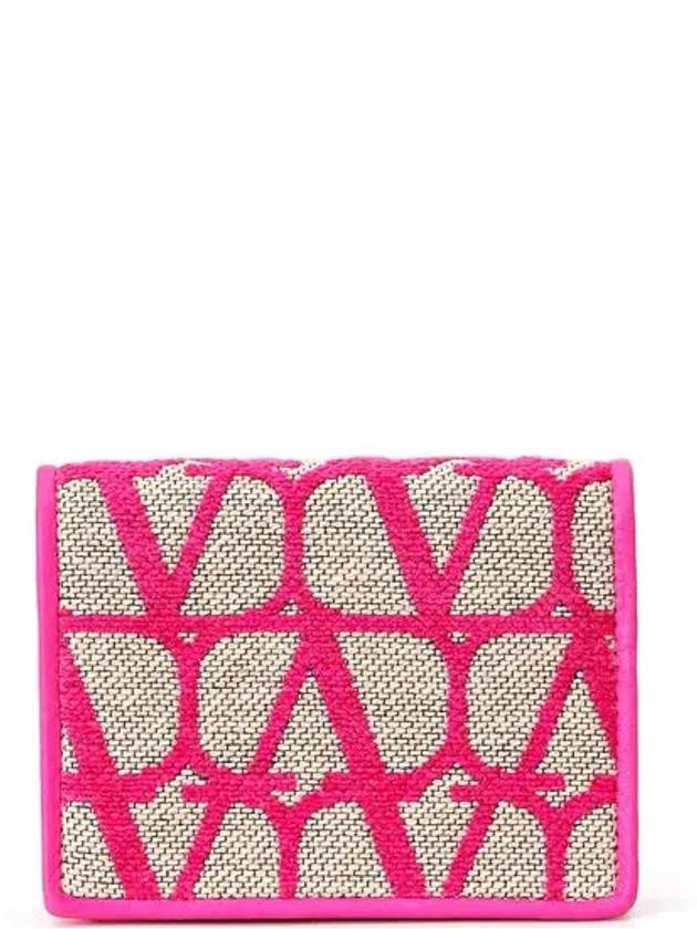 Toile Iconographe Half Wallet Pink - VALENTINO - BALAAN 4