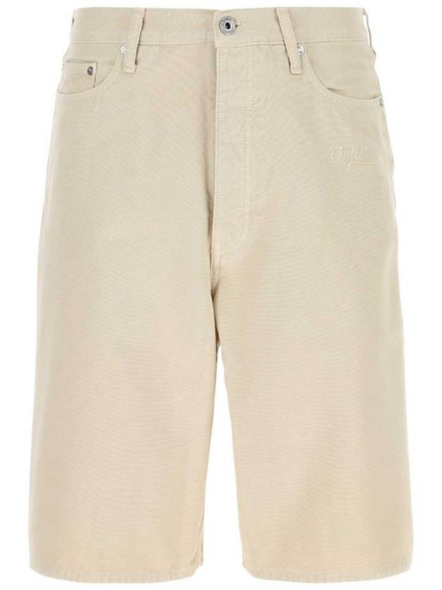 Utility Bermuda Denim Shorts Beige - OFF WHITE - BALAAN 2