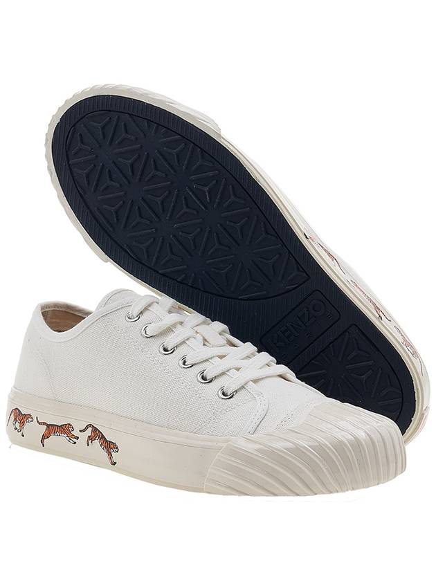 Lace Up Canvas Low Top Sneakers White - KENZO - BALAAN 6