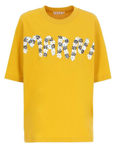 Daisy Logo Short Sleeve T-Shirt Yellow - MARNI - BALAAN 1