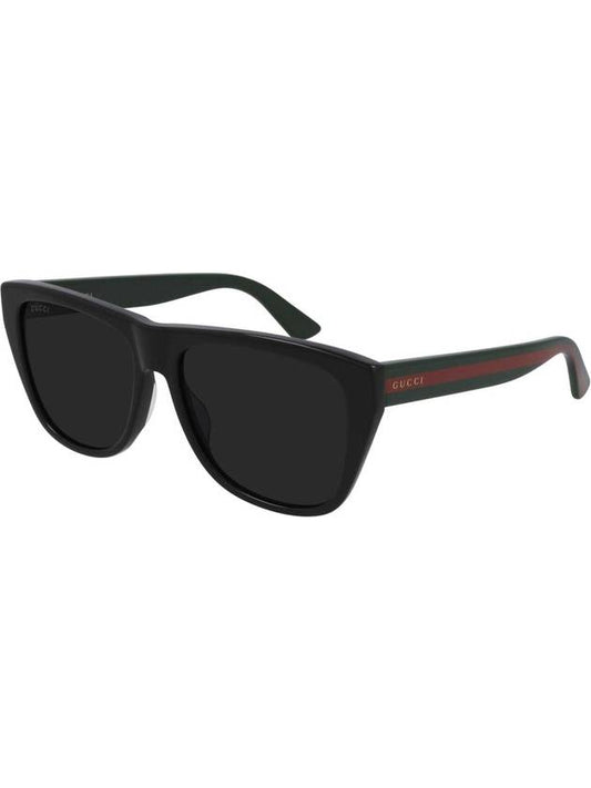 Eyewear Three Stripes Square Gray Lens Sunglasses Black - GUCCI - BALAAN 1