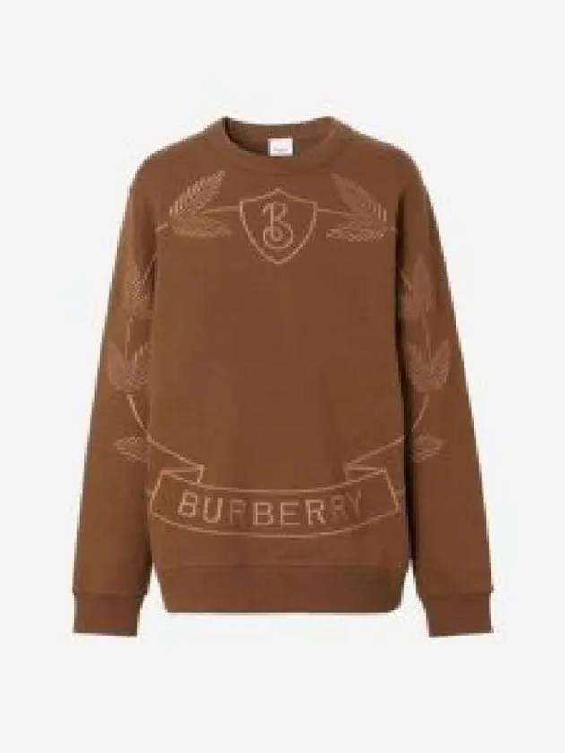 Embroidered Logo Cotton Sweatshirt Dark Birch Brown - BURBERRY - BALAAN 2