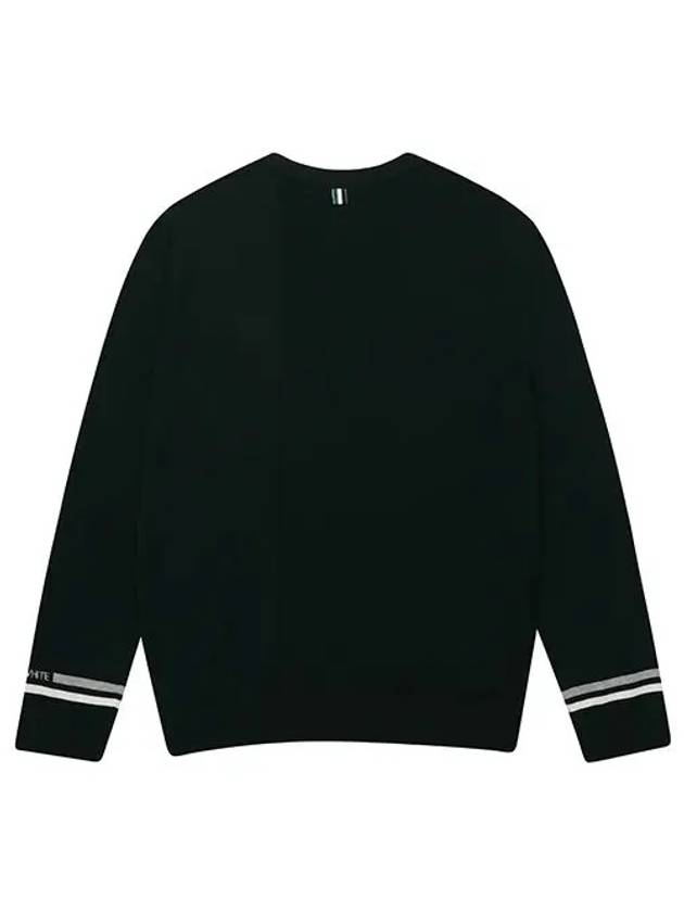 Men s self guarded deformed tissue round neck sweater 2404GZKR GREEN - BLACK&WHITE - BALAAN 2