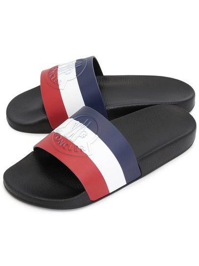 Basil Logo Striped Slippers Black - MONCLER - BALAAN 2