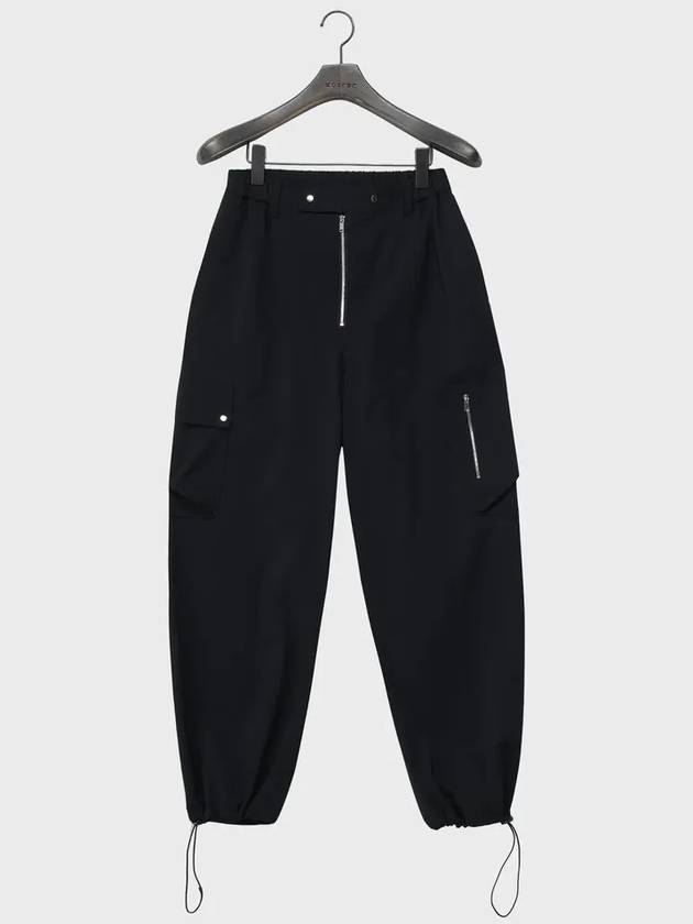 Summer Wool Zip-Up Track Pants Black - NOIRER - BALAAN 5