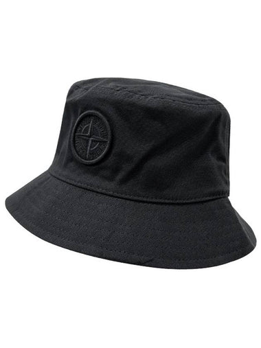 Logo Embroidered Cotton Reps Bucket Hat Black 801690365 V0029 - STONE ISLAND - BALAAN 1