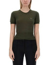 ORB Logo Short Sleeve Knit Top Green - VIVIENNE WESTWOOD - BALAAN 3