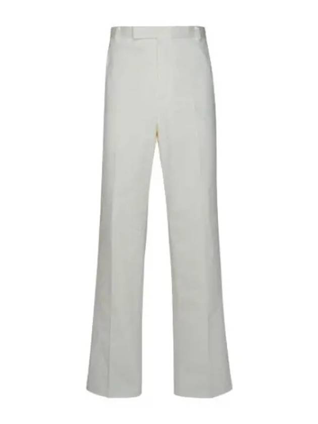 Low Rise Cotton Straight Pants White - THOM BROWNE - BALAAN 2