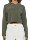 Logo Vintage Cropped Cotton Long Sleeve T-Shirt Green - MAISON MARGIELA - BALAAN 2