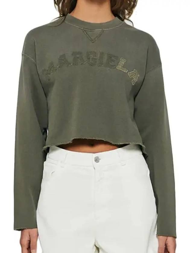 Logo Vintage Cropped Cotton Long Sleeve T-Shirt Green - MAISON MARGIELA - BALAAN 8