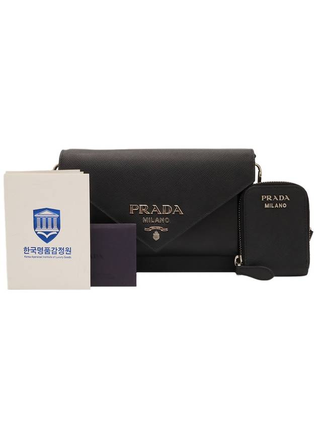 Black Saffiano Silver Envelope Mini Cross Bag - PRADA - BALAAN 2