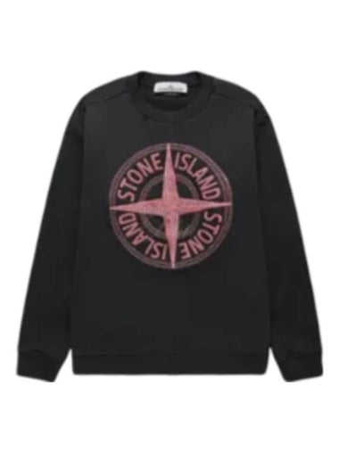 Garment Dyed Stitches Four Print Crewneck Sweatshirt Black - STONE ISLAND - BALAAN 1