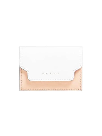 Saffiano Color Block Tri-Fold Half Wallet White - MARNI - BALAAN 1