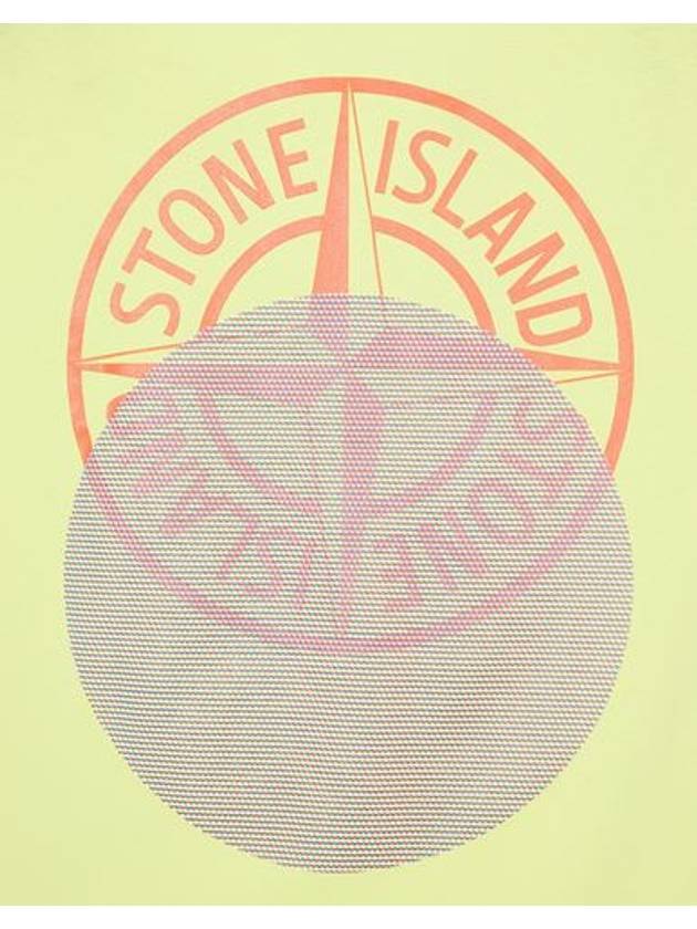 Tricromia Three Print Cotton Jersey T-Shirt Yellow - STONE ISLAND - BALAAN 5