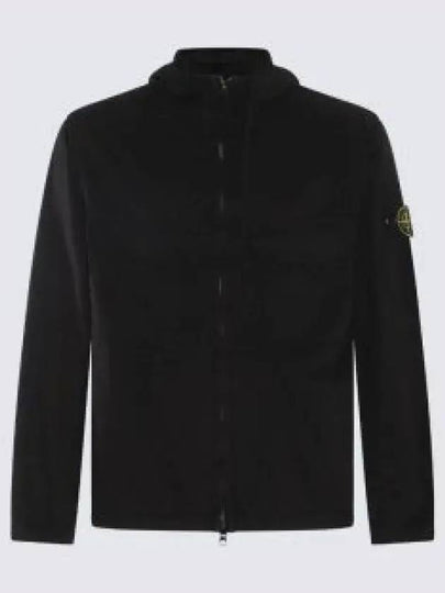 Cotton Twill Stretch Hooded Jacket Black - STONE ISLAND - BALAAN 2