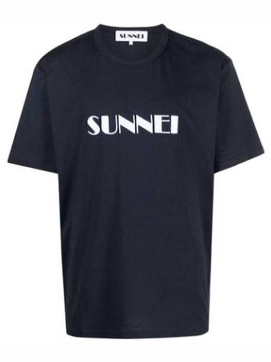 Logo Print Cotton Short Sleeve T-Shirt Navy - SUNNEI - BALAAN 2