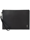 Tiny Monogram Silver Clutch Bag Black - SAINT LAURENT - BALAAN 2