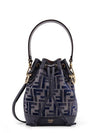 Mon Tresor FF Chenille Mini Bucket Bag Dark Blue - FENDI - BALAAN 1