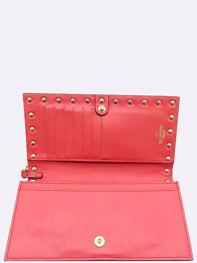 NW2P0447 Red color leather Rockstud strap long wallet - VALENTINO - BALAAN 5