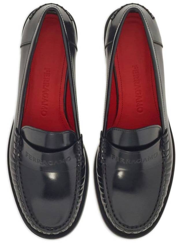 Logo Leather Loafers Black - SALVATORE FERRAGAMO - BALAAN 4