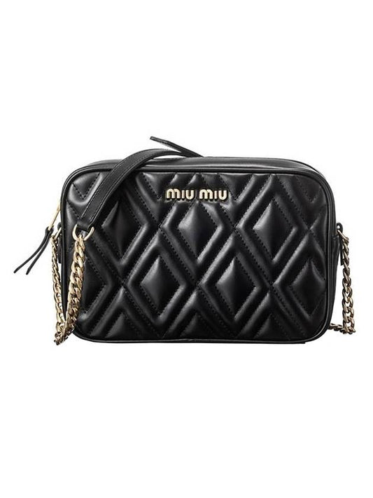 Square Quilted Soft Calfskin Cross Bag Black - MIU MIU - BALAAN 1