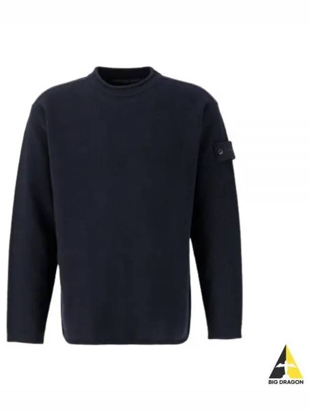 Ghost Piece Crew Neck Wool Knit Top Navy - STONE ISLAND - BALAAN 2