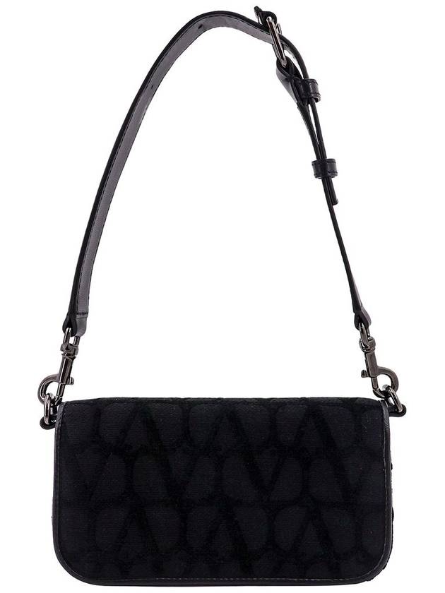 V Logo Toile Iconographe Shoulder Bag Black - VALENTINO - BALAAN 3