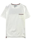 Men's Medium Weight Jersey Tipped Pocket Crewneck Short Sleeve T-Shirt White - THOM BROWNE - BALAAN 2