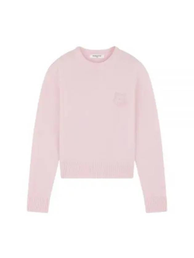 Bold Fox Head Embroidered Crop Knit Top Pink - MAISON KITSUNE - BALAAN 2