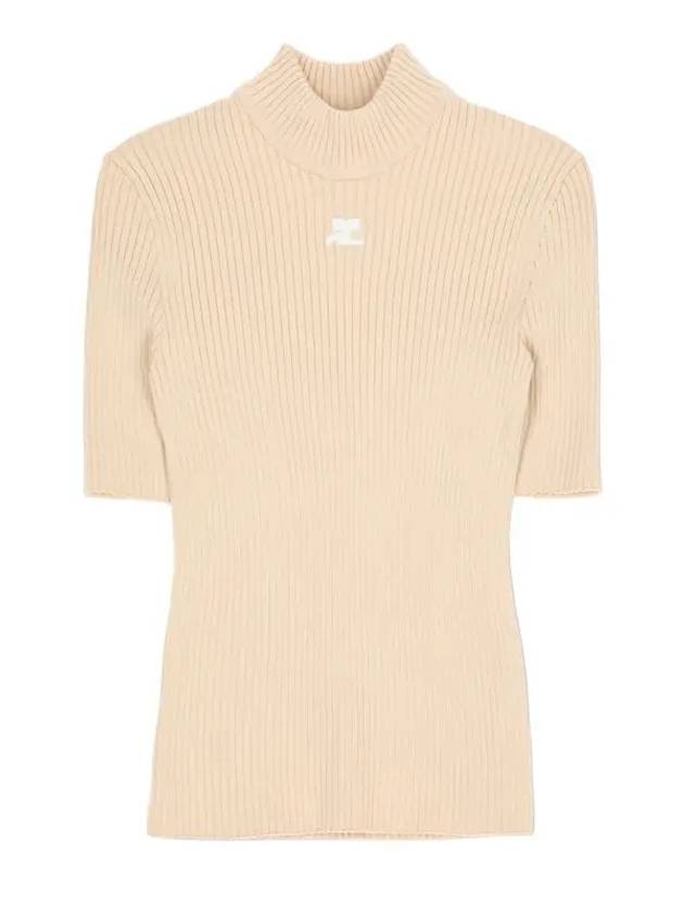 Reedition Knit Short Sleeve Turtle Neck Sand - COURREGES - BALAAN 4