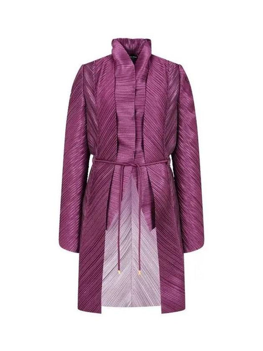 Women s Hidden Snap Button Pleated Coat Purple 271732 - GIORGIO ARMANI - BALAAN 1