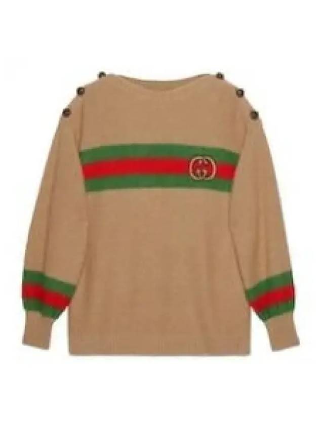 Web Interlocking GG Knit Top Camel - GUCCI - BALAAN 2