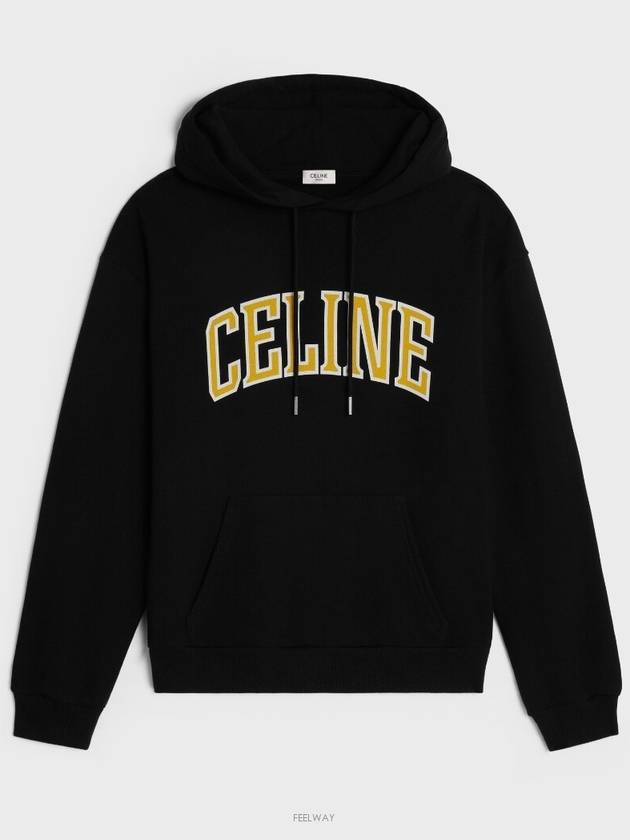 Loose Cotton Fleece Hoodie Black - CELINE - BALAAN 2