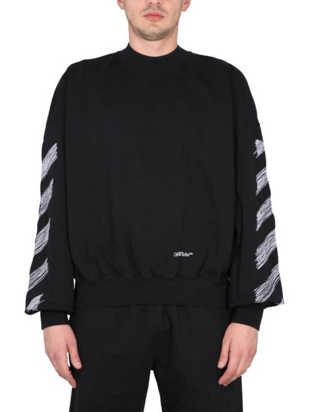 Men's Scribble Diag Sweatshirt Black - OFF WHITE - BALAAN 2