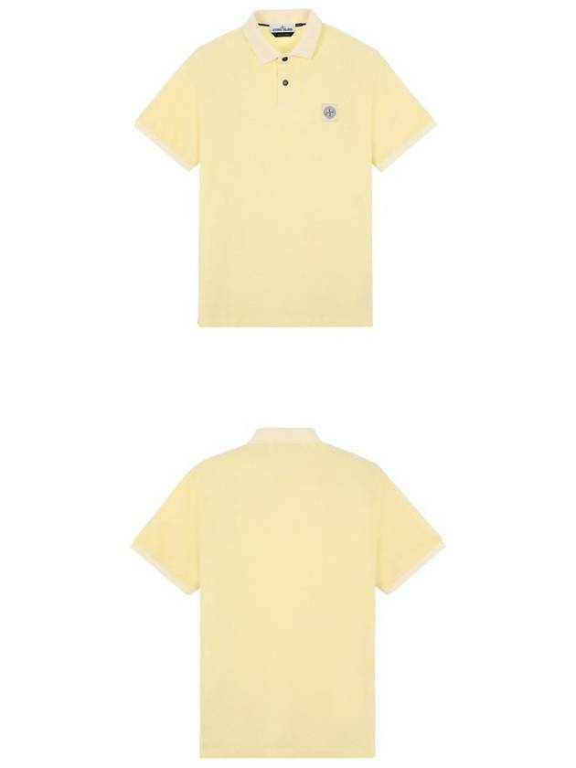 Men's Logo Patch Short Sleeve PK Shirt Yellow - STONE ISLAND - BALAAN.