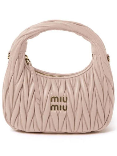 Wander Matelasse Nappa Leather Mini Hobo Tote Bag Powder Pink - MIU MIU - BALAAN 1