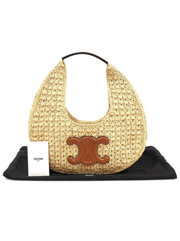 112772EYR 02NT Raffia Tan Calfskin Classic Pannier Hobo Shoulder Bag - CELINE - BALAAN 2