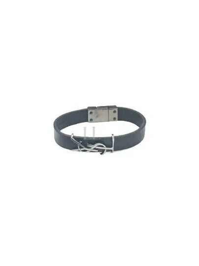 Monogram Opyum Leather Bracelet Black - SAINT LAURENT - BALAAN 2