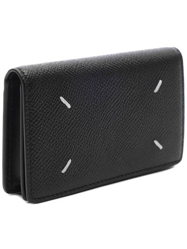 Stitched Leather Card Wallet Black - MAISON MARGIELA - BALAAN 4