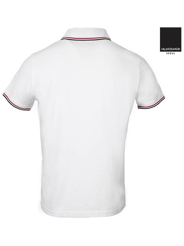 stripe trimming logo short sleeve PK shirt white - MONCLER - BALAAN.