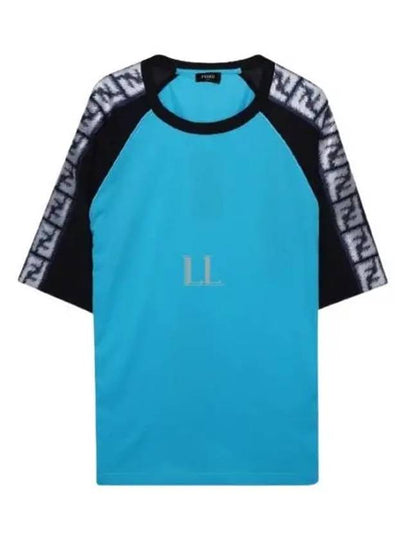 FF Raglan Short Sleeve T-Shirt Blue - FENDI - BALAAN 2