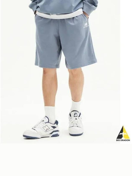 NBNVE21013 UNI Essential Single Mesh 5 4 Shorts BLUE GRAY - NEW BALANCE - BALAAN 1