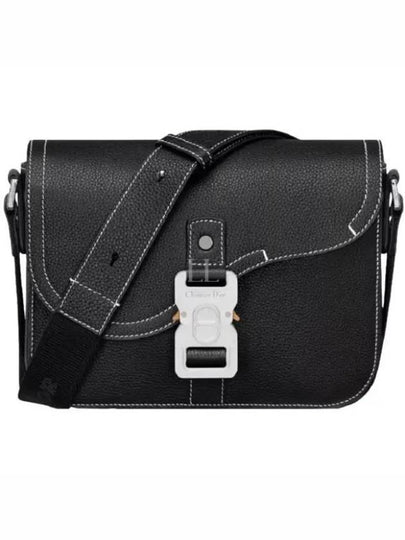 Saddle Mini Strap Grained Calfskin Messenger Bag Black - DIOR - BALAAN 2