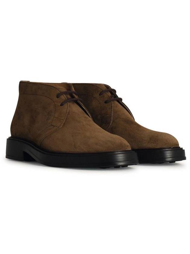 Desert Round Toe Suede Ankle Boots Brown - TOD'S - BALAAN 3